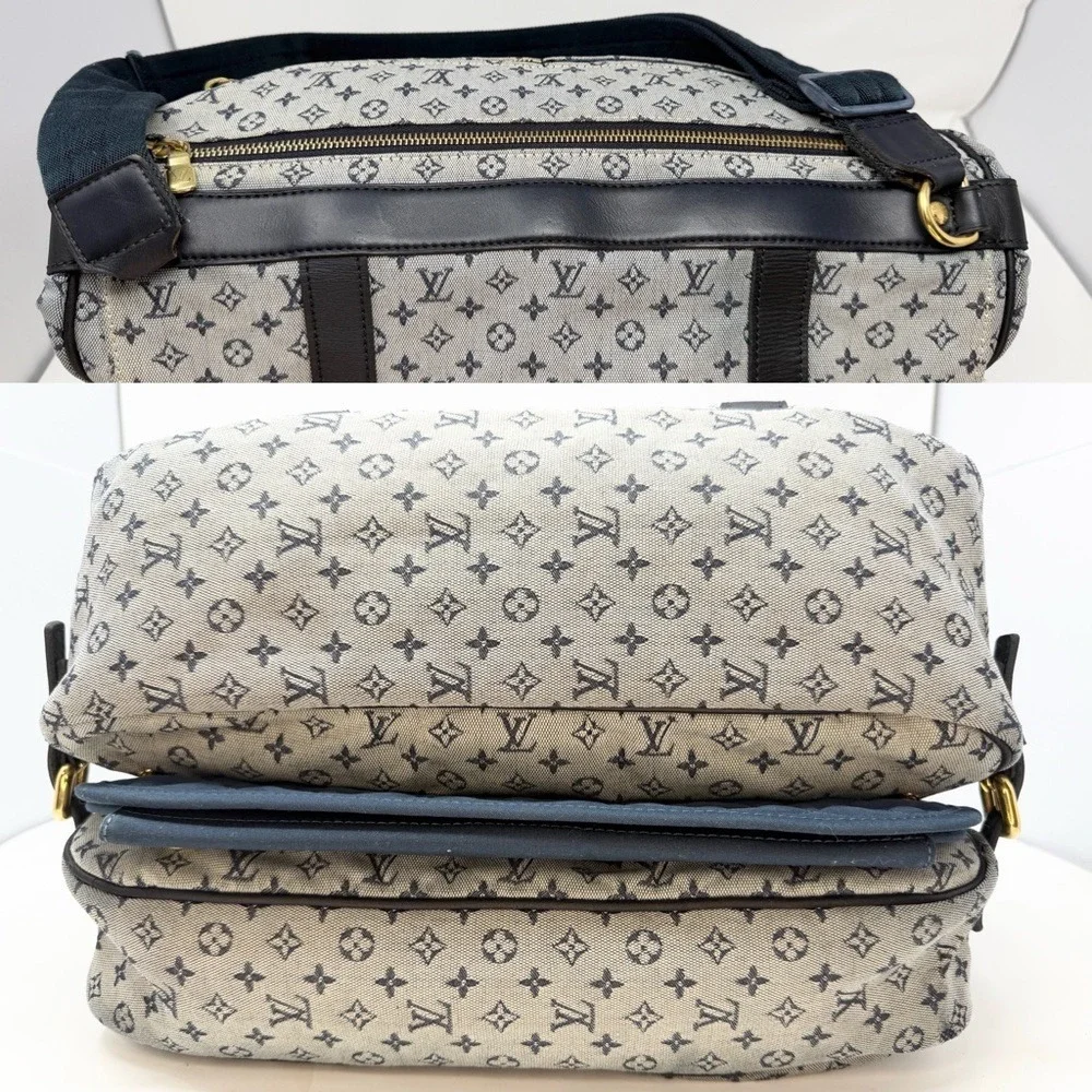 Louis Vuitton Vintage Blue Monogram Mini Lin Sac Maman 2003 Messenger Diaper Bag
